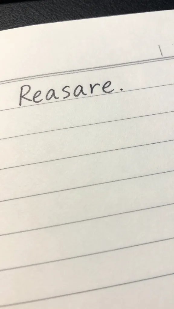 Closeup of a handwritten reassurance note on a desk