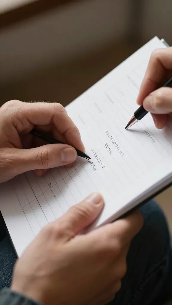 closeup of a couple's hands over a checklist