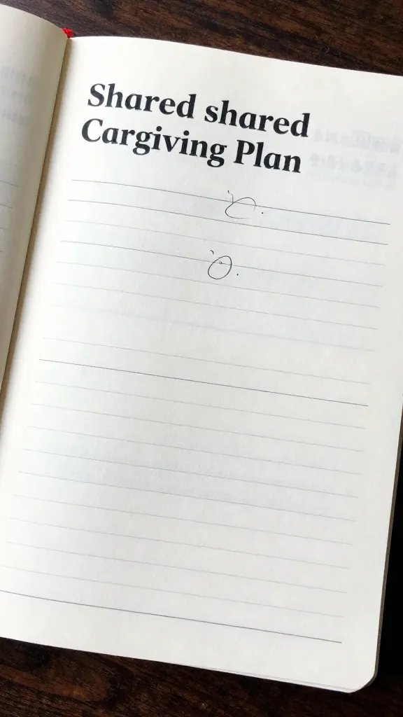 intimate closeup of a notebook with shared caregiving plan