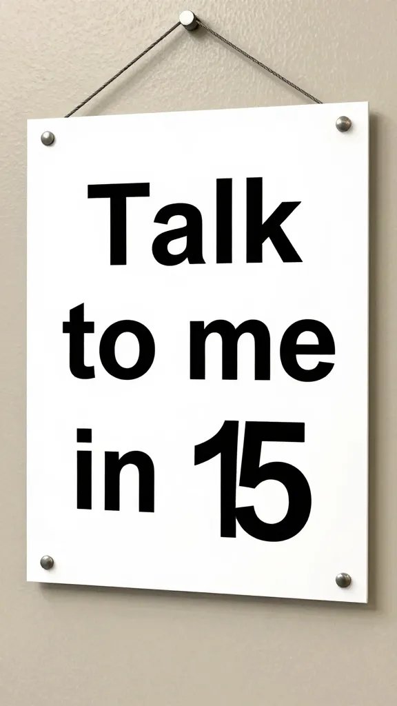 Closeup of a desk door sign reading 
