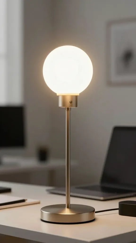 Focused shot of a lamp signaling boundary light in a home office