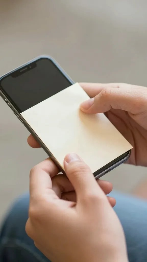 Closeup of a couple’s hands exchanging a privacy note on a phone