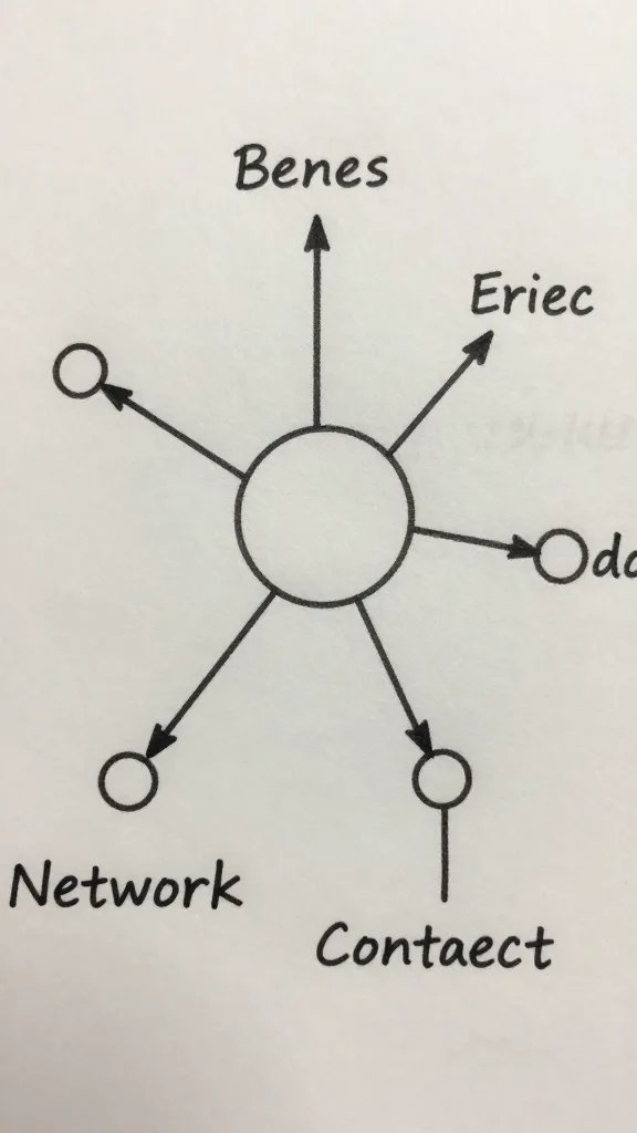 Closeup of a handwritten note mapping a networking contact