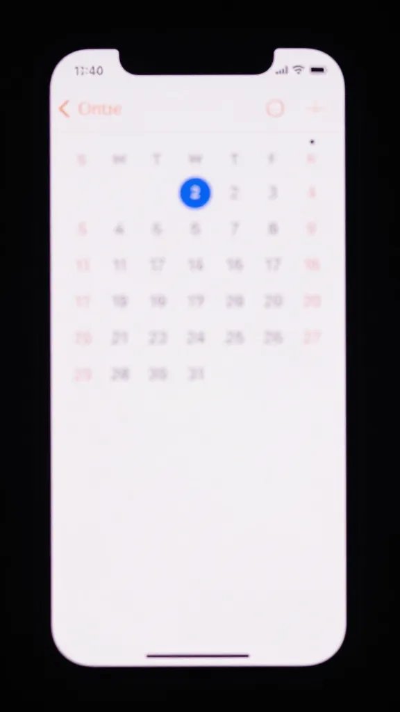 Closeup of a single smartphone screen showing a private calendar event blur