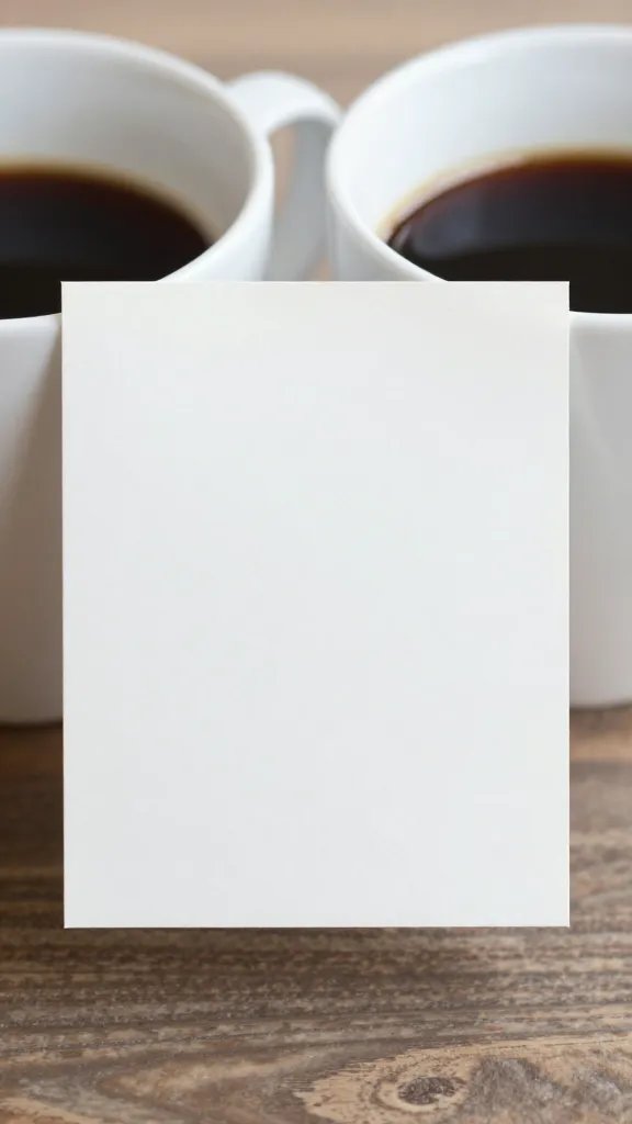 Closeup of a couple of coffee mugs with a single silent boundary note