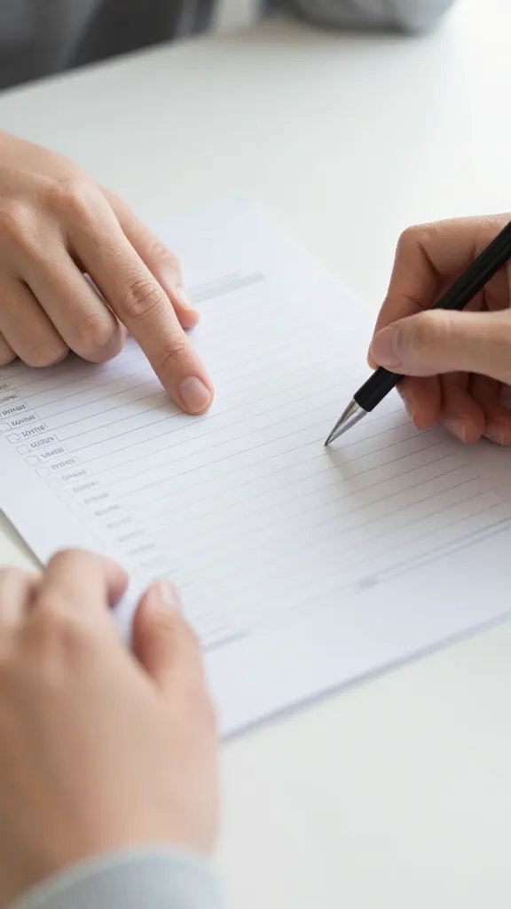 closeup of a couple's hands on a table with a pet-care checklist
