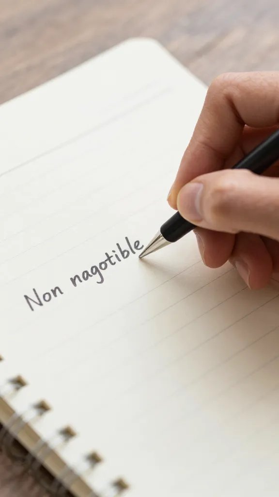 closeup of a person writing non-negotiables on a notebook for pet care
