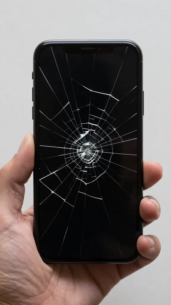 Closeup of a hand holding a cracked social media phone screen