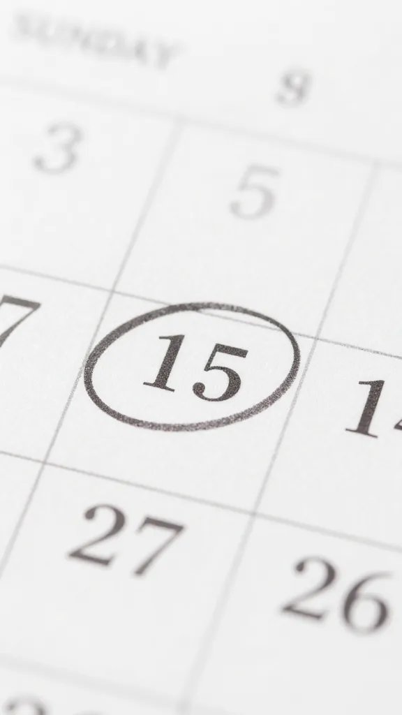 Closeup of a calendar with a single date circled for a planned Sunday