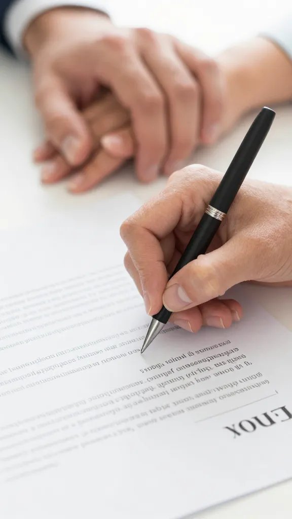 closeup of a couple’s hands signing a mortgage document