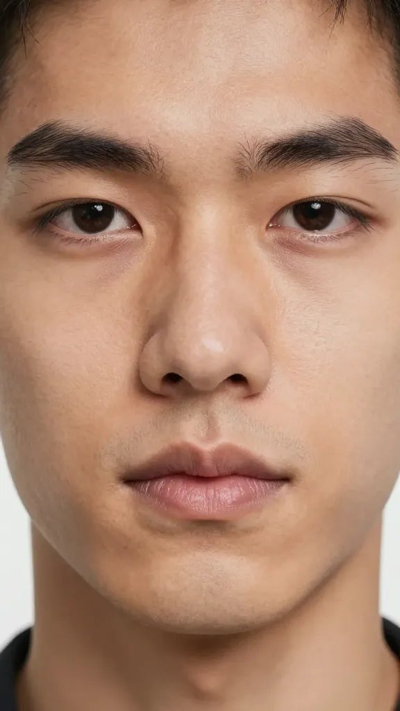 Closeup of a calm face expressing quiet confidence after a small risk taken