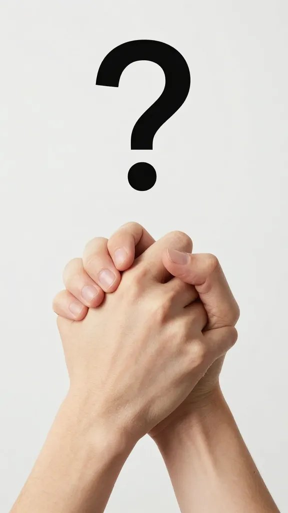 Closeup of a couple’s intertwined hands mid-question, 5-minute timer visible