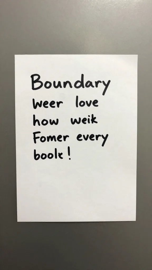 Closeup of a hand-written boundary note on a fridge door