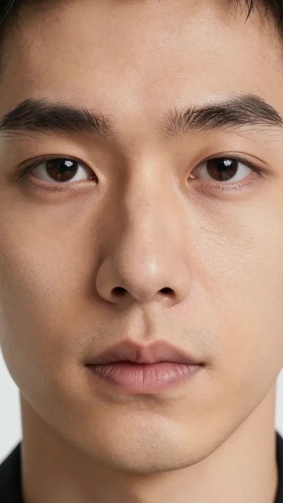 Close-up of a single adult’s face with subtle, empathetic expression, soft studio lighting