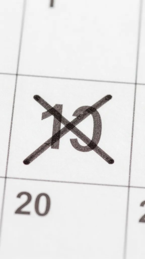 Closeup of a single calendar page with a single crossed-out date