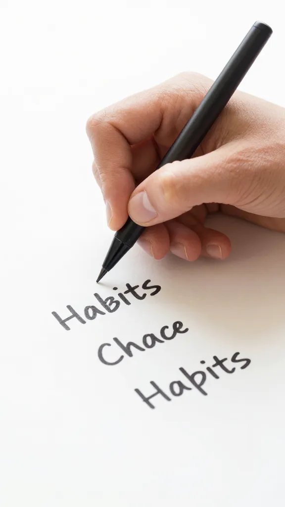 Closeup of a single person’s hands drafting a plan to change habits