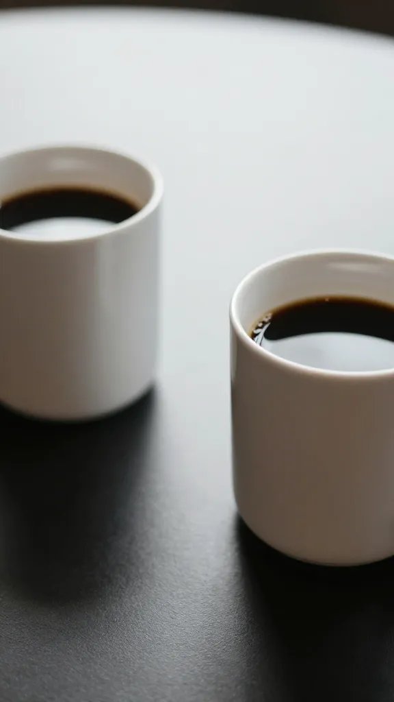 Closeup: two coffee mugs on a table during a weekly check-in