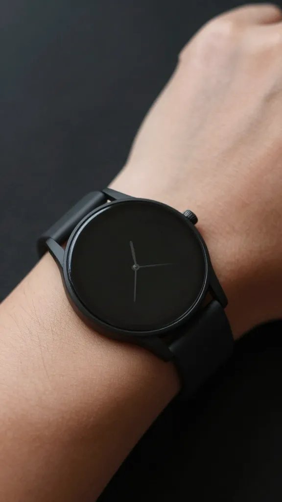 closeup of a wrist with a minimalist watch and subtle notification glow