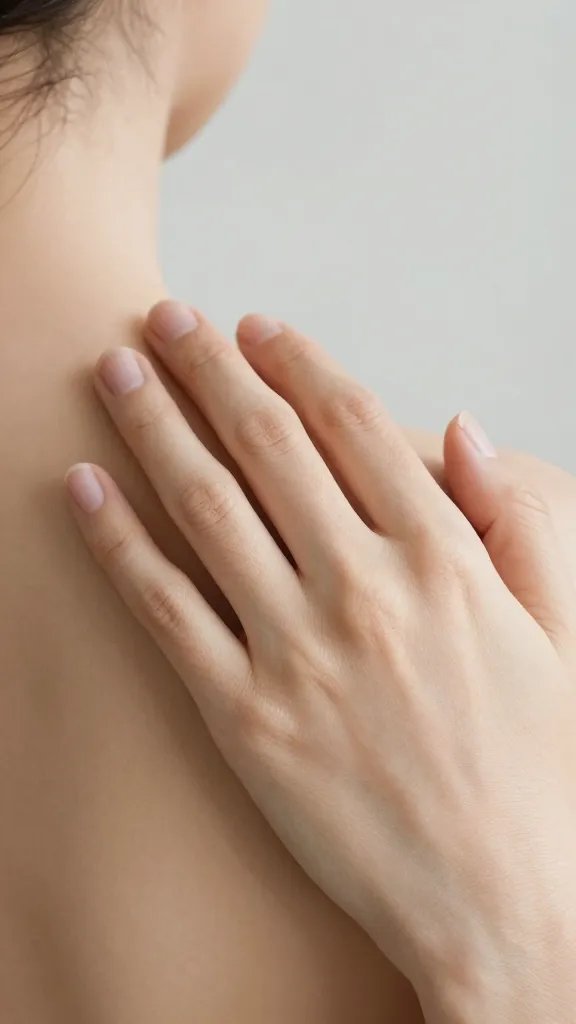 Closeup of a hand resting gently on a partner’s shoulder, supportive contact