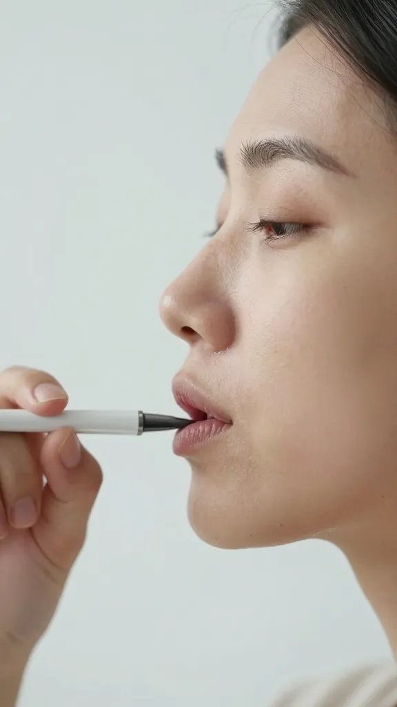 Closeup of a person’s face mid-breath during a 5-minute tech break