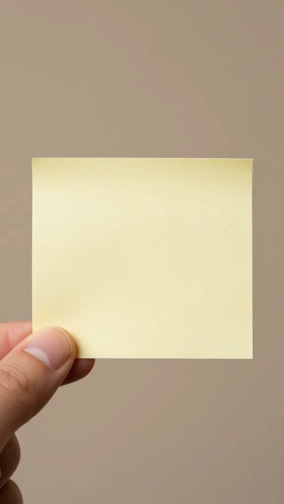 closeup of a single conversation note being held, calm background