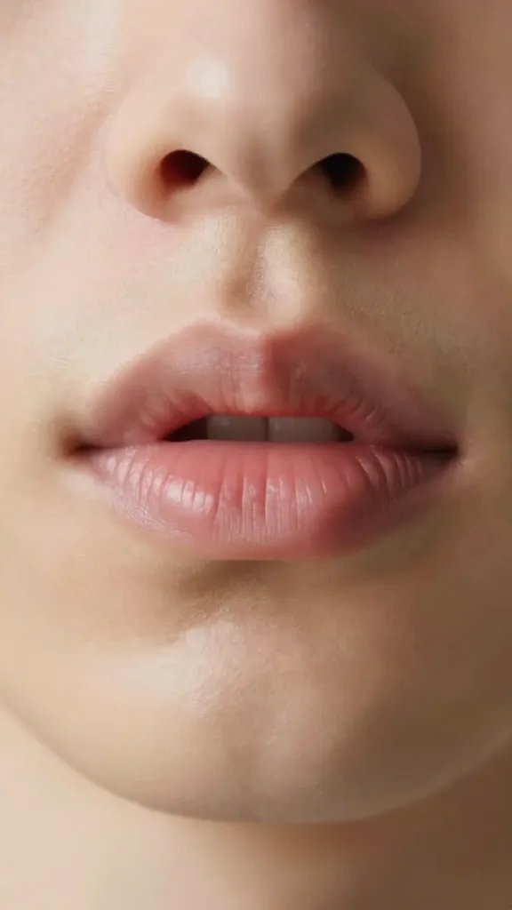 closeup of a single man’s whispering lips with words blur