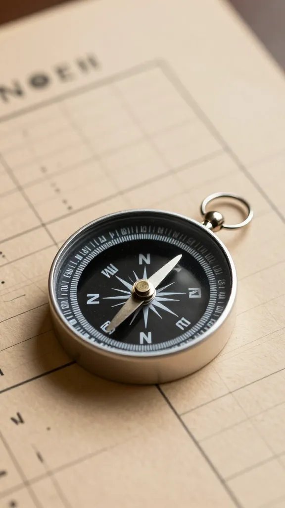 Focused shot of a single compass resting on a crafted budget sheet