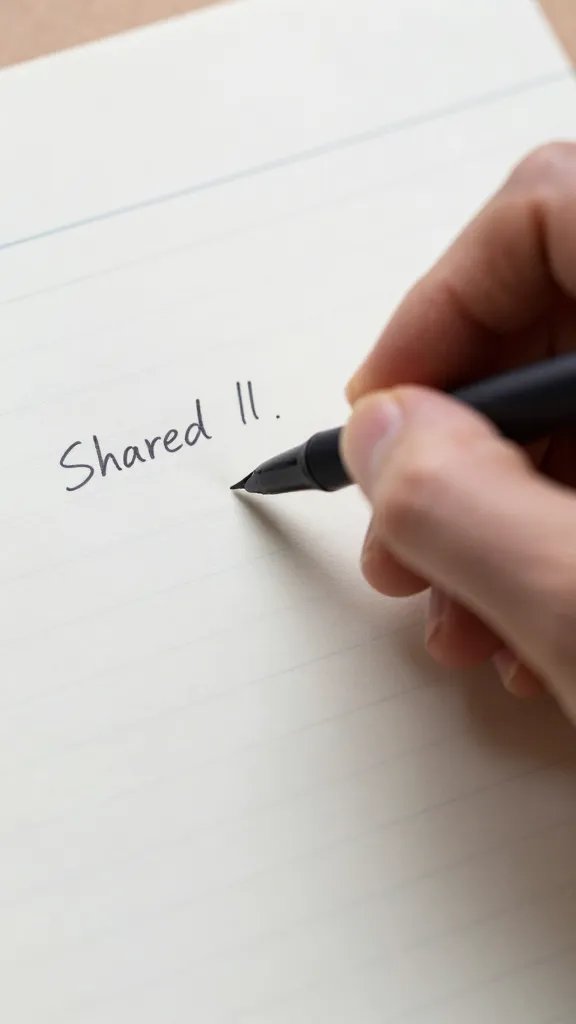 Closeup of a hand writing a single shared bill on a notepad