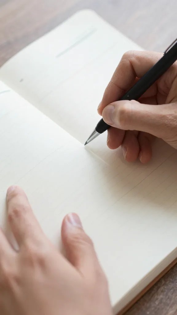 closeup of a single study planner with calm hands writing