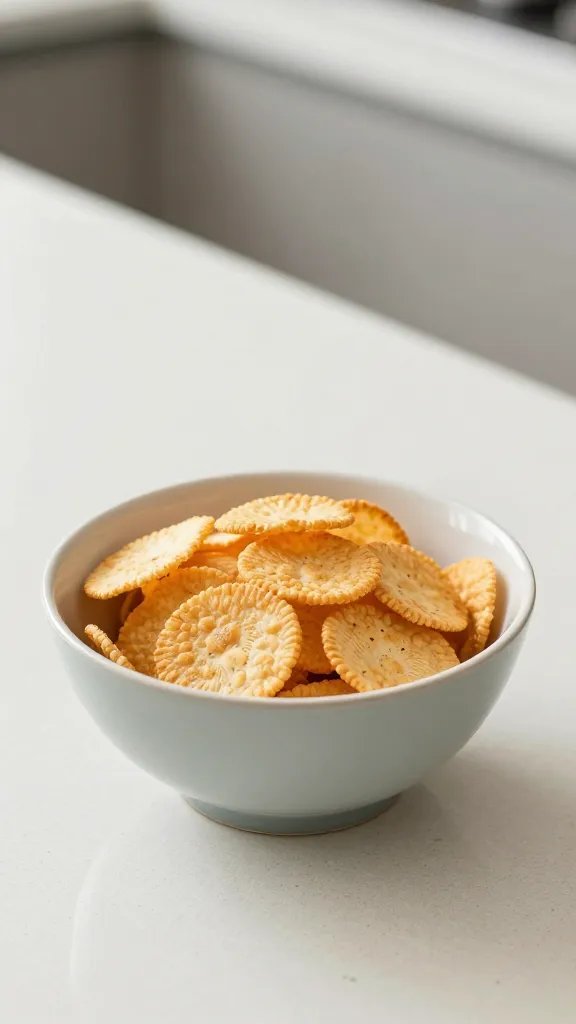 closeup of a single snack bowl on a clean kitchen counter