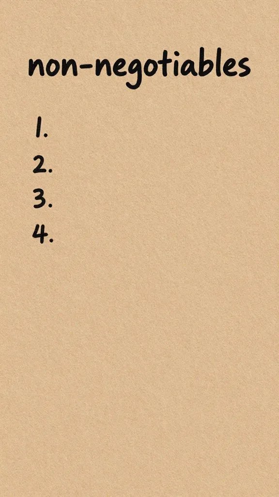 Closeup of a handwritten “non-negotiables” list on kraft paper