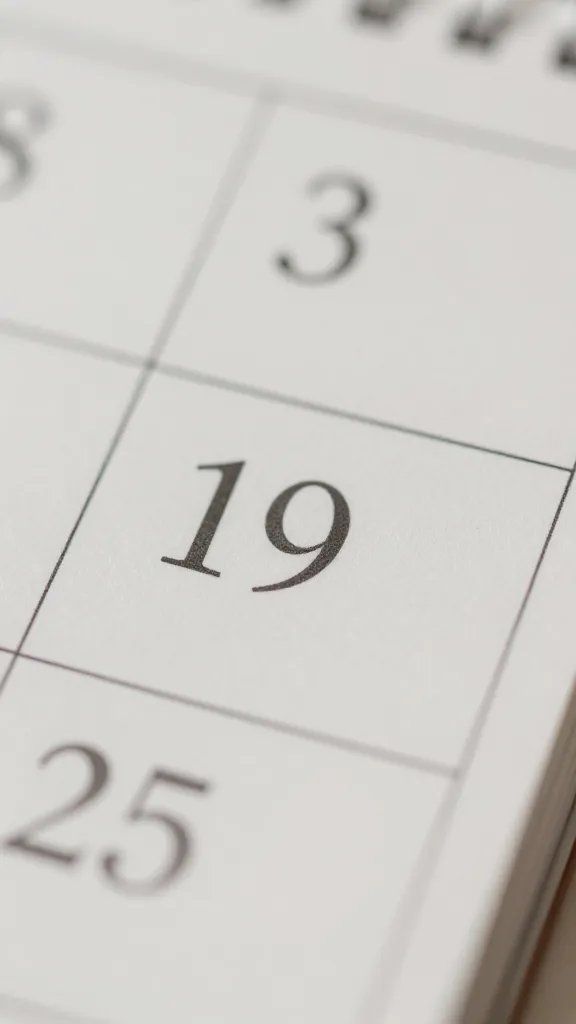 Closeup of a calendar-marked date with a calm, supportive setting