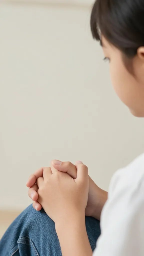 closeup of a parent and teen hands clasped in calm conversation, soft backdrop