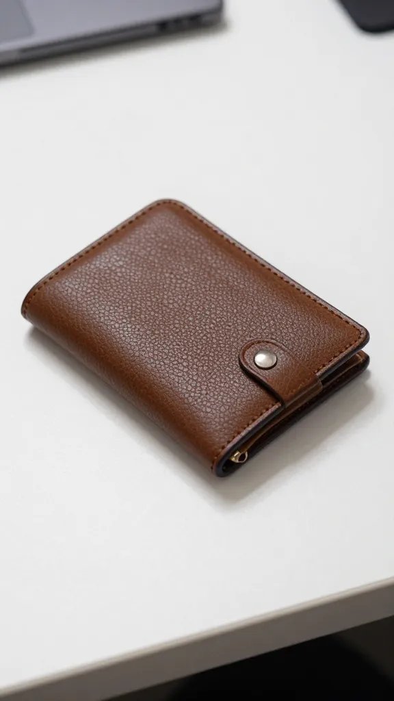 Closeup of a single unlocked wallet on a clean desk