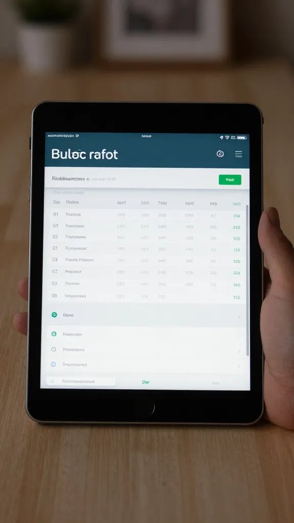 Focused shot of a single tablet displaying a personal budget app