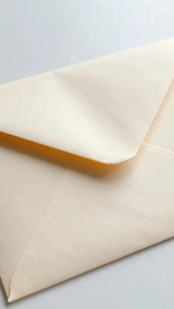 closeup of a single satin ribboned envelope on desk
