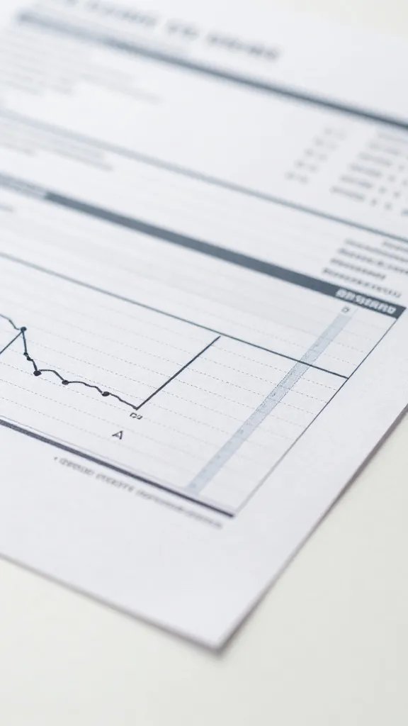 Closeup of a single credit report with graph lines on white desk