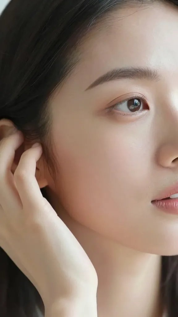 Closeup of a woman listening intently, eyes engaged, soft natural light