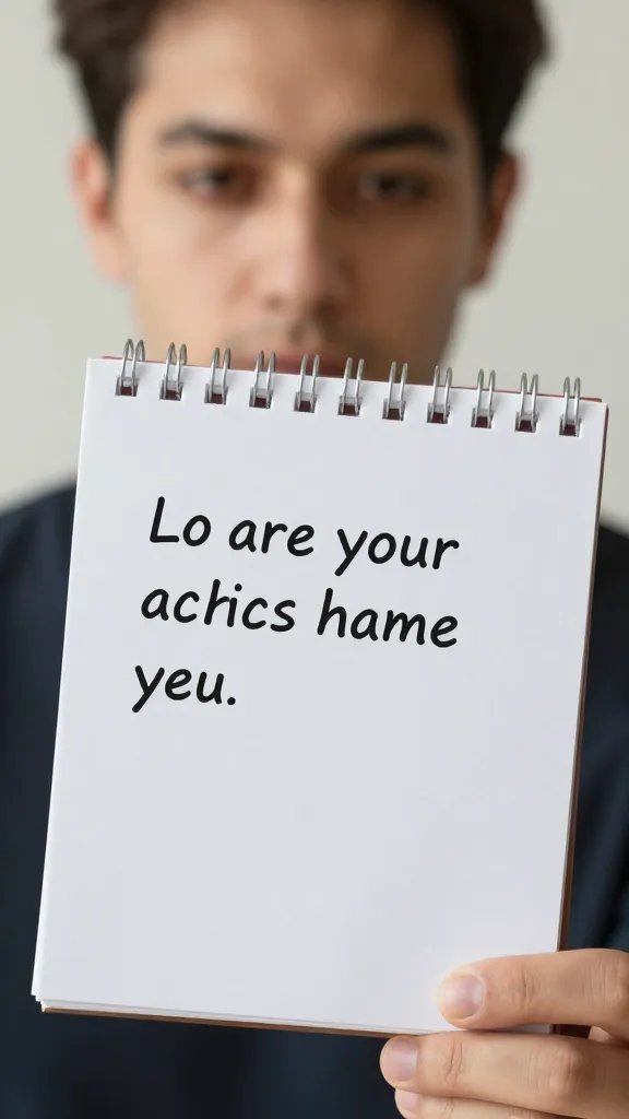 Closeup of a partner reflecting back phrases on a notepad, focused expression