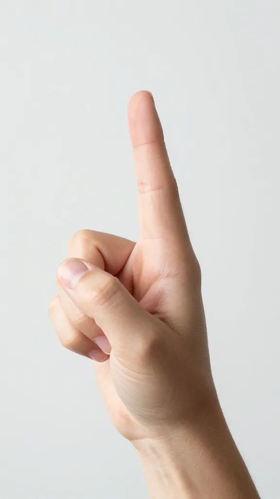 Closeup of a hand gesture signaling pause and listening during conversation