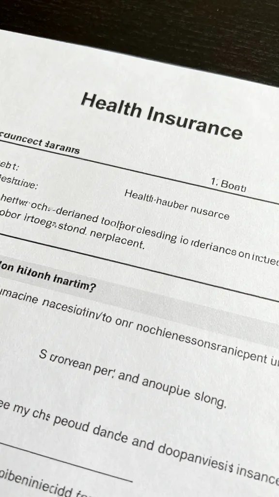 Closeup of a shared health insurance paperwork document on desk