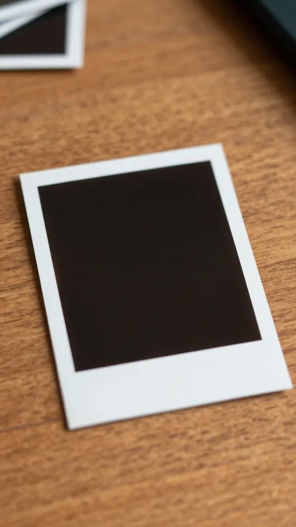 closeup of a single old printed photo resting on a clutter-free Holz desk