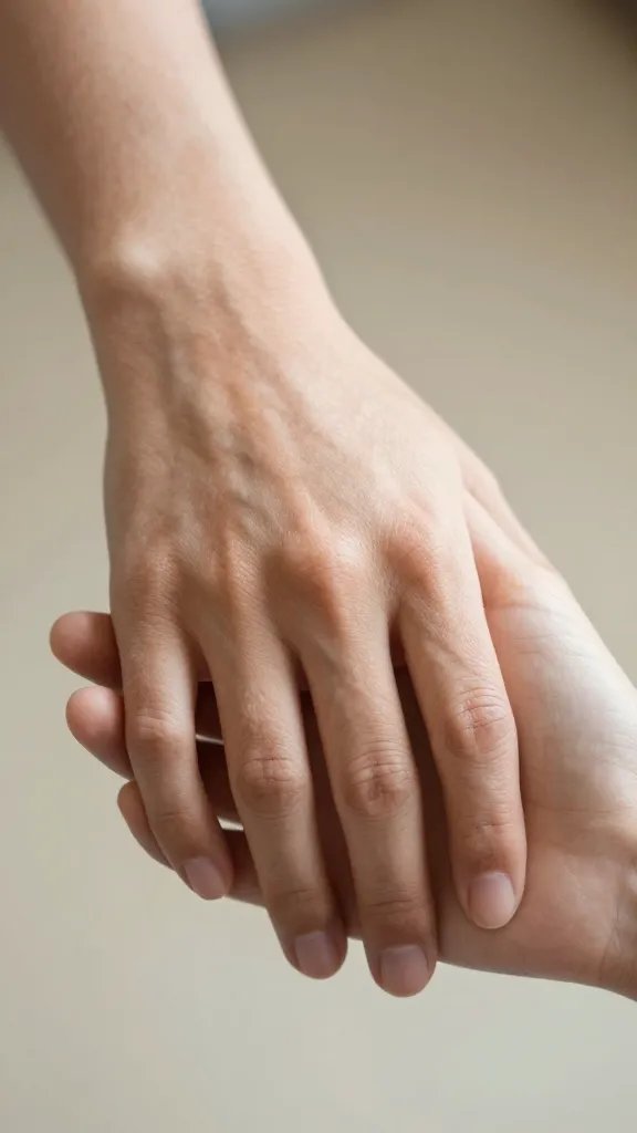 Closeup of a patient’s hand being gently reached for by a partner