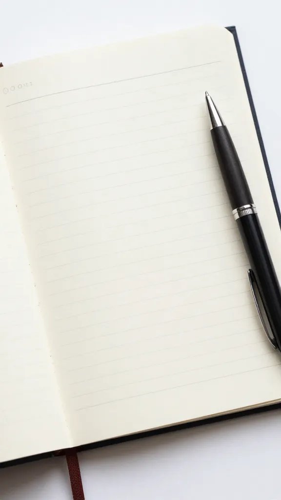 closeup of a solitary journal with a pen ready for a weekly ritual idea
