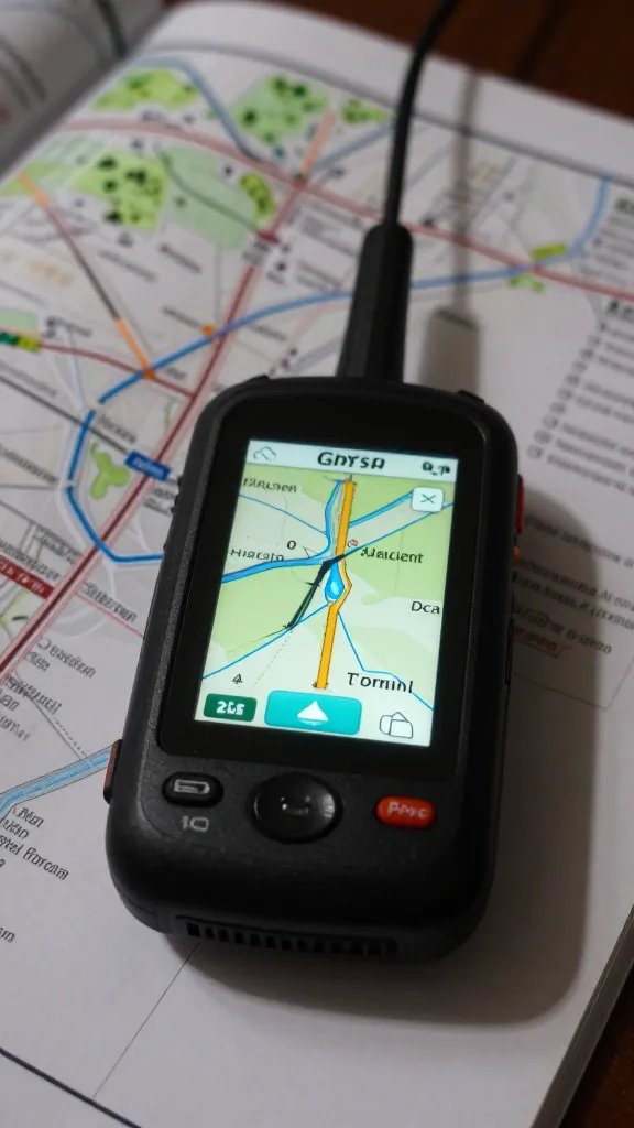 Closeup of a GPS device glowing with a couple’s roadmap page