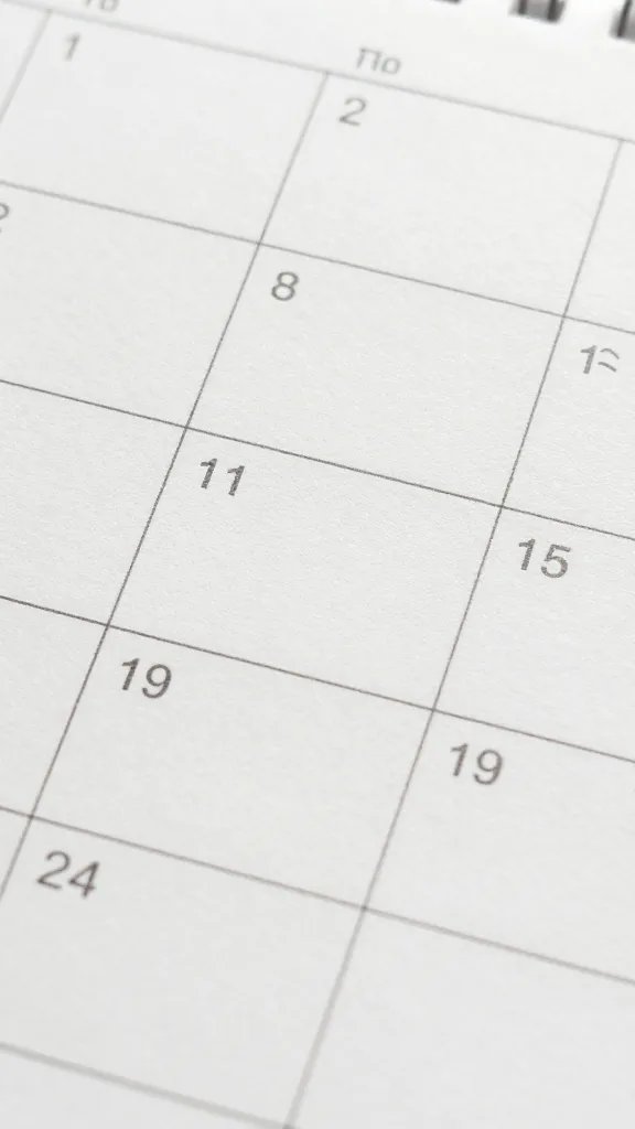 Closeup of a single calendar with scattered tasks on page