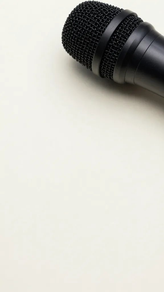 closeup lavalier microphone against plain notebook cover