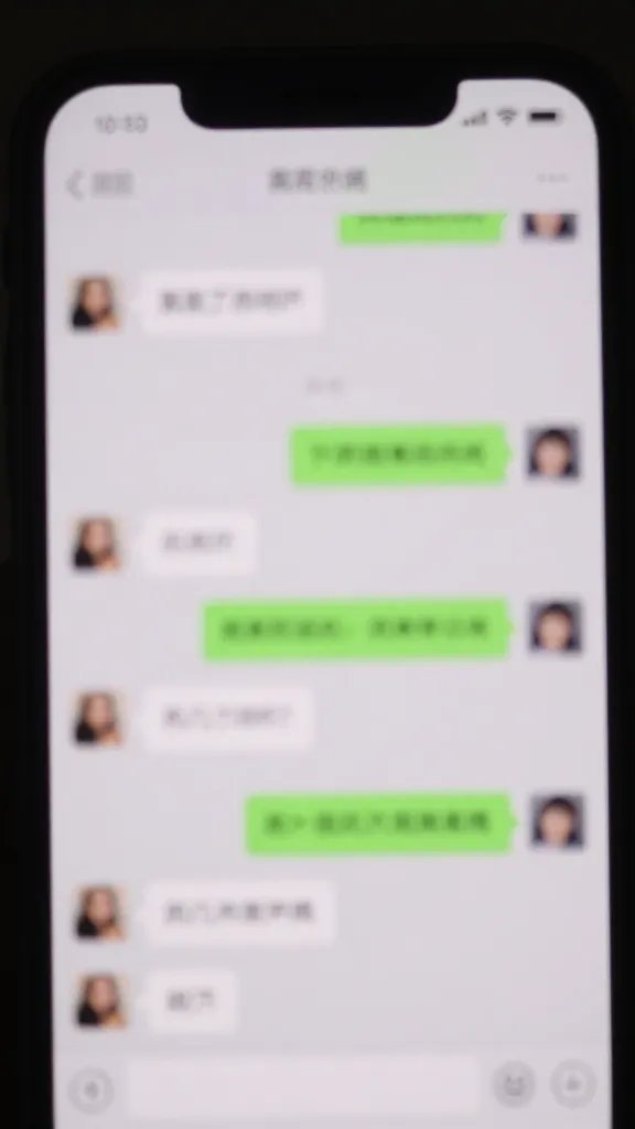 closeup smartphone screen showing private messages (blurred text)