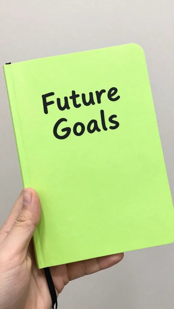 Closeup of a single hand holding a bright concrete-ink journal labeled 