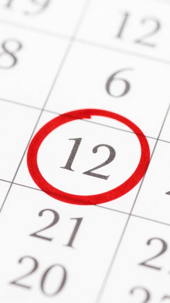 closeup of a calendar page with a red circle on a date
